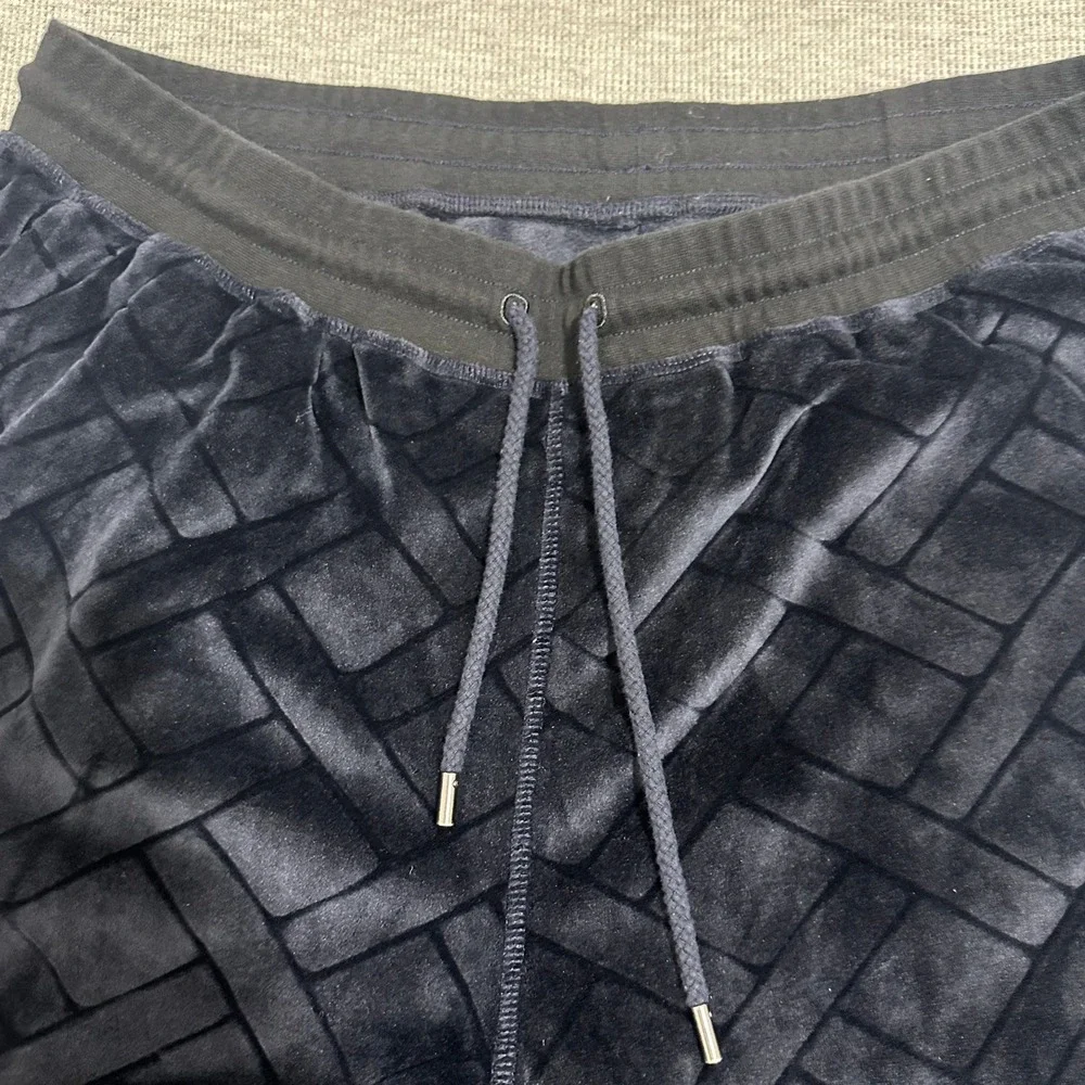 Daniel Buchler Velour Geometric Textured Jogger Lounge Pants Blue Mens XXL